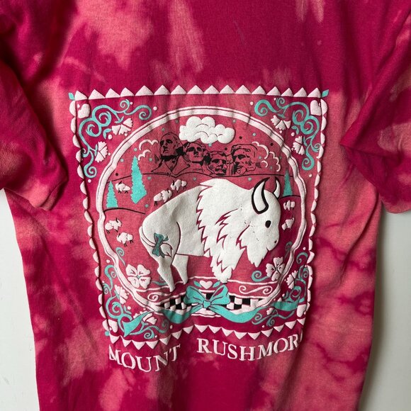 Vintage 80s Mount Rushmore T Shirt Adult Pink Gray Small S Tie Dye USA 50/50 - Picture 9 of 16
